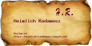Heimlich Radamesz névjegykártya
